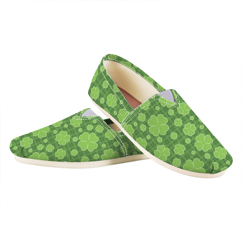 Green Shamrock Plaid Pattern Print Casual Shoes