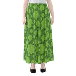 Green Shamrock Plaid Pattern Print Chiffon Maxi Skirt