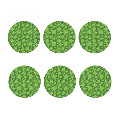 Green Shamrock Plaid Pattern Print Coaster Set