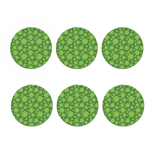 Green Shamrock Plaid Pattern Print Coaster Set