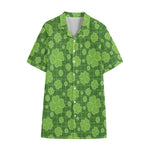 Green Shamrock Plaid Pattern Print Cotton Hawaiian Shirt