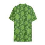 Green Shamrock Plaid Pattern Print Cotton Hawaiian Shirt