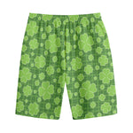 Green Shamrock Plaid Pattern Print Cotton Shorts