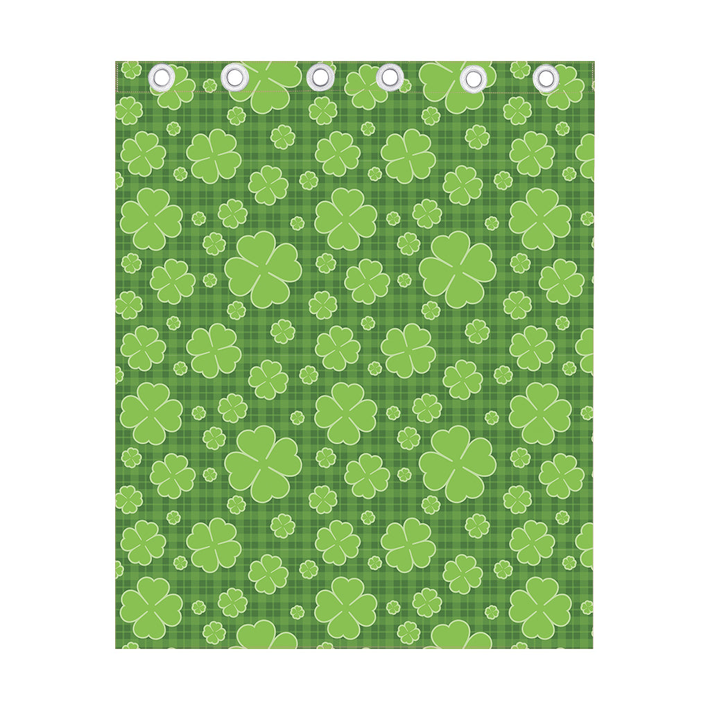 Green Shamrock Plaid Pattern Print Curtain