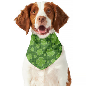 Green Shamrock Plaid Pattern Print Dog Bandana