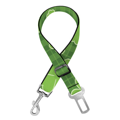Green Shamrock Plaid Pattern Print Dog Seat Belt