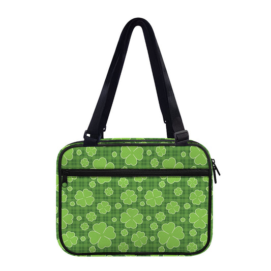 Green Shamrock Plaid Pattern Print Double Strap Bible Bag
