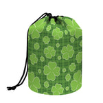 Green Shamrock Plaid Pattern Print Drawstring Makeup Bag