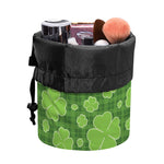 Green Shamrock Plaid Pattern Print Drawstring Makeup Bag