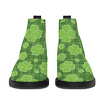 Green Shamrock Plaid Pattern Print Flat Ankle Boots