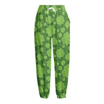 Green Shamrock Plaid Pattern Print Fleece Lined Knit Pants