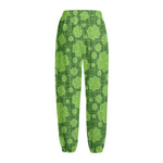 Green Shamrock Plaid Pattern Print Fleece Lined Knit Pants