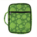 Green Shamrock Plaid Pattern Print Front Pocket Bible Bag