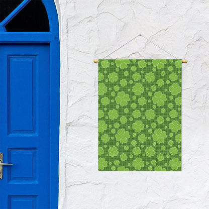 Green Shamrock Plaid Pattern Print Garden Flag