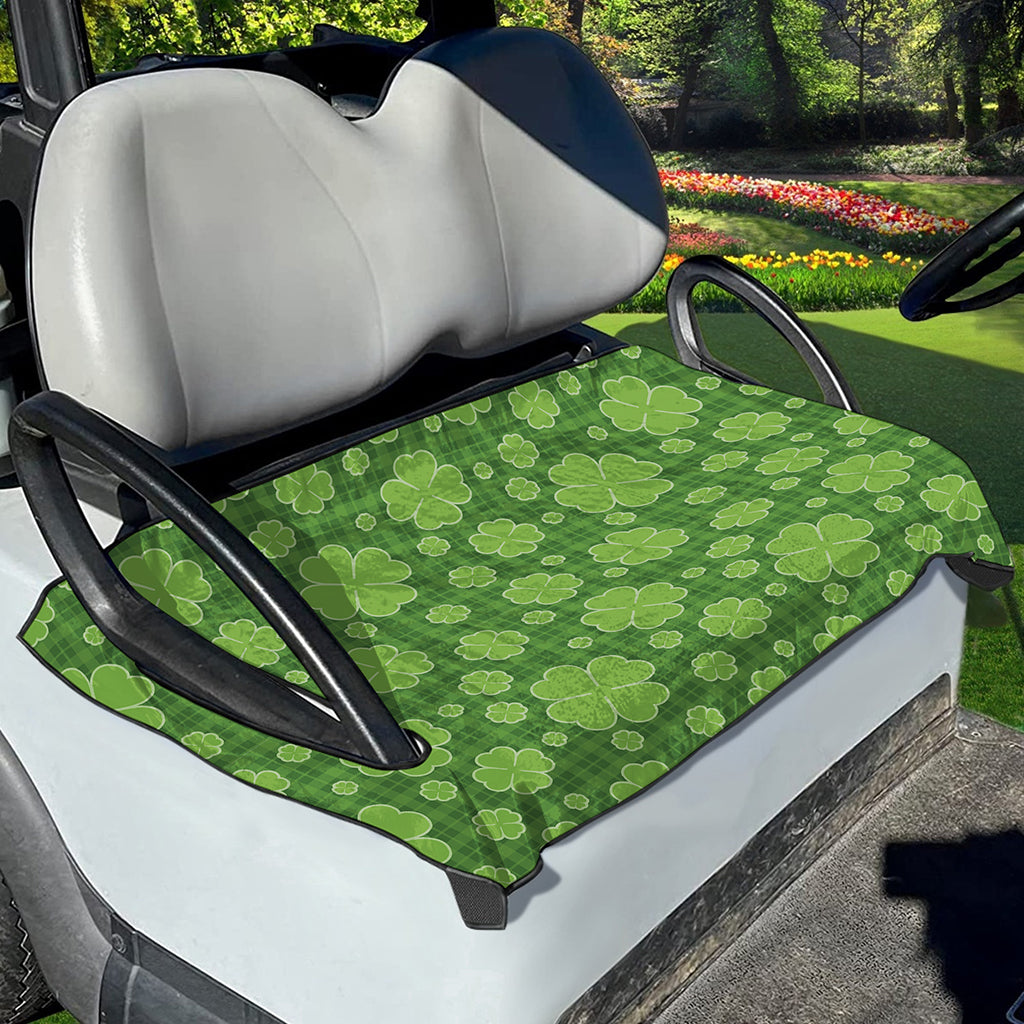Green Shamrock Plaid Pattern Print Golf Cart Seat Cover