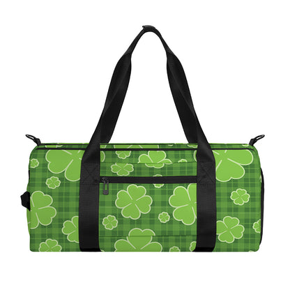 Green Shamrock Plaid Pattern Print Gym Bag
