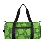 Green Shamrock Plaid Pattern Print Gym Bag