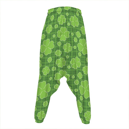 Green Shamrock Plaid Pattern Print Hammer Pants