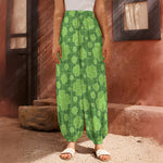 Green Shamrock Plaid Pattern Print Harem Pants