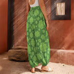 Green Shamrock Plaid Pattern Print Harem Pants