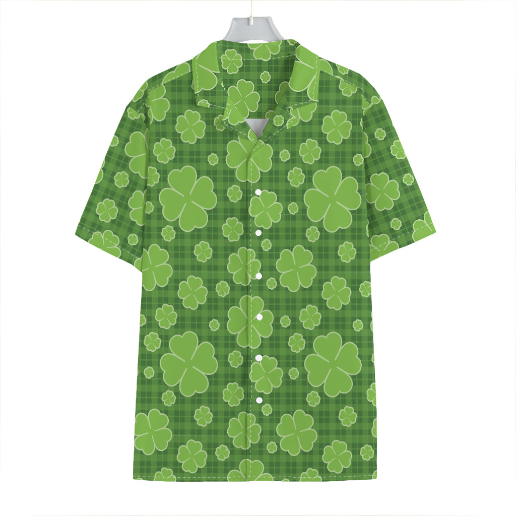 Green Shamrock Plaid Pattern Print Hawaiian Shirt