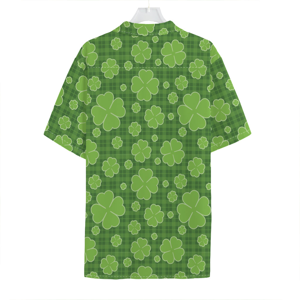 Green Shamrock Plaid Pattern Print Hawaiian Shirt