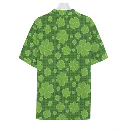 Green Shamrock Plaid Pattern Print Hawaiian Shirt