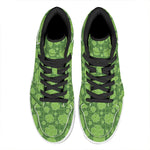 Green Shamrock Plaid Pattern Print High Top Leather Sneakers