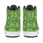 Green Shamrock Plaid Pattern Print High Top Leather Sneakers