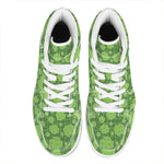 Green Shamrock Plaid Pattern Print High Top Leather Sneakers