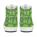Green Shamrock Plaid Pattern Print High Top Leather Sneakers