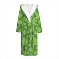 Green Shamrock Plaid Pattern Print Hooded Bathrobe