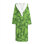 Green Shamrock Plaid Pattern Print Hooded Bathrobe