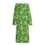 Green Shamrock Plaid Pattern Print Hooded Bathrobe