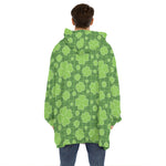 Green Shamrock Plaid Pattern Print Hoodie Blanket