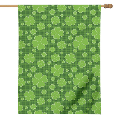 Green Shamrock Plaid Pattern Print House Flag