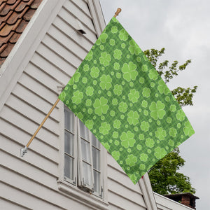 Green Shamrock Plaid Pattern Print House Flag
