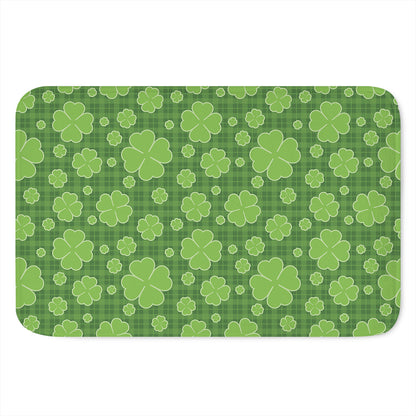 Green Shamrock Plaid Pattern Print Indoor Door Mat
