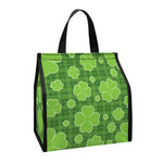 Green Shamrock Plaid Pattern Print Insulated Lunch Tote