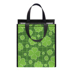 Green Shamrock Plaid Pattern Print Insulated Lunch Tote