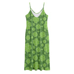 Green Shamrock Plaid Pattern Print Jersey Midi Cami Dress
