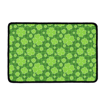 Green Shamrock Plaid Pattern Print Kitchen Mat
