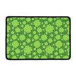 Green Shamrock Plaid Pattern Print Kitchen Mat