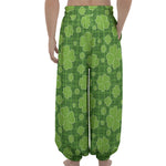 Green Shamrock Plaid Pattern Print Lantern Pants