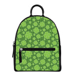 Green Shamrock Plaid Pattern Print Leather Backpack