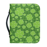 Green Shamrock Plaid Pattern Print Leather Bible Cover