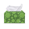 Green Shamrock Plaid Pattern Print Leather Tissue Box Cover