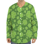 Green Shamrock Plaid Pattern Print Long Sleeve Baseball Jersey