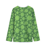 Green Shamrock Plaid Pattern Print Long Sleeve Short Coat