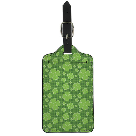 Green Shamrock Plaid Pattern Print Luggage Tag